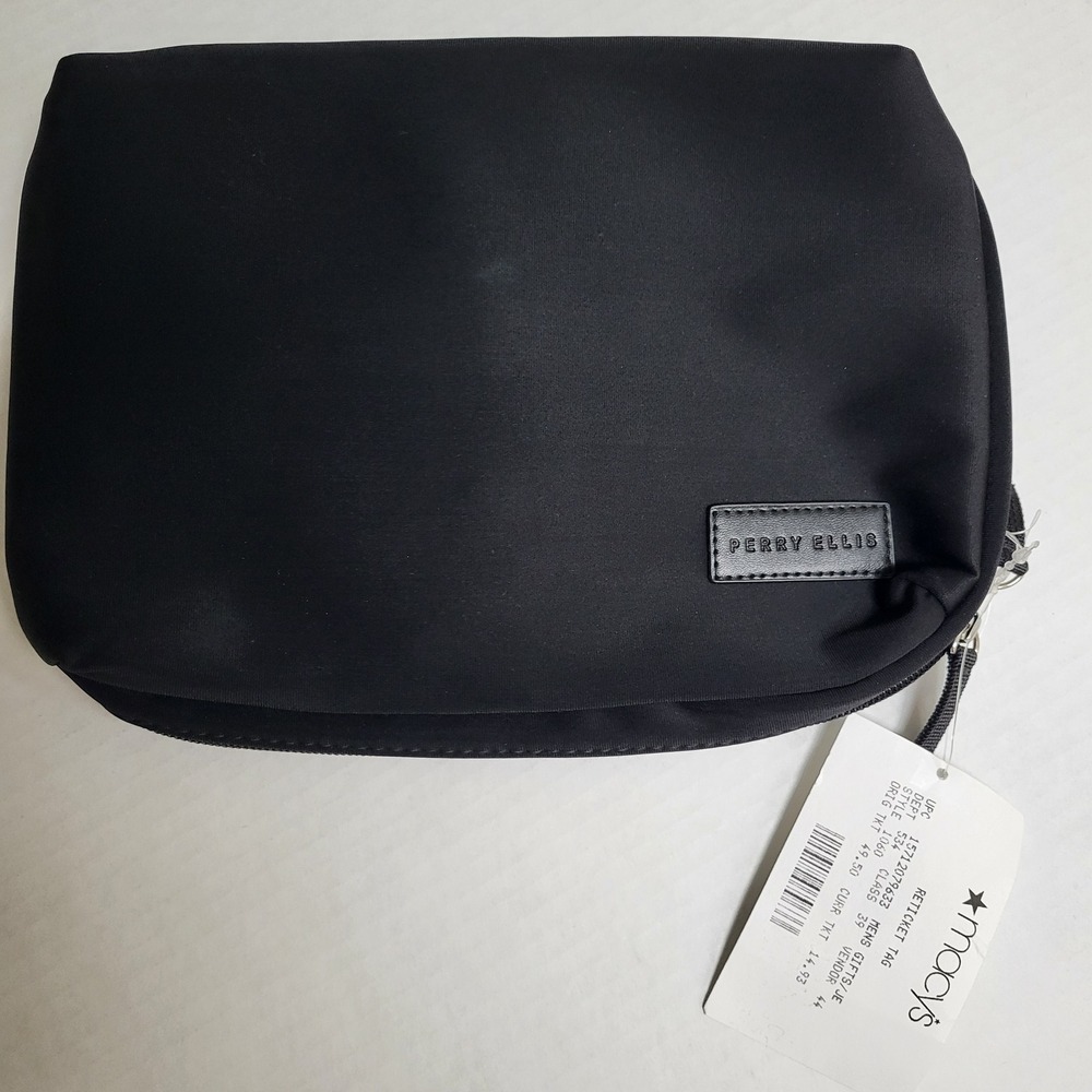 Perry Ellis Mens Black Tech Travel Organizer‎ Bag Pouch Toiletry Case